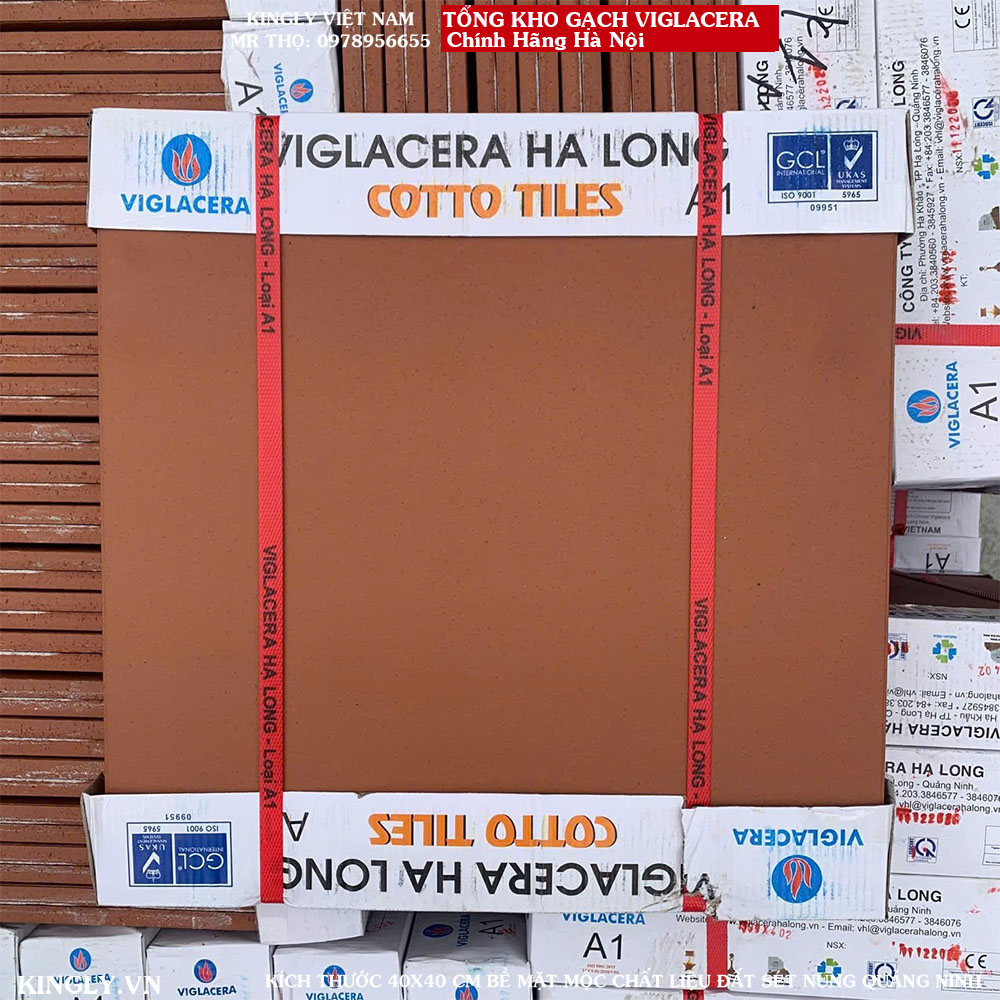 Gạch đỏ Cotto Viglacera Hạ Long 40x40 Bề mặt mộc A1